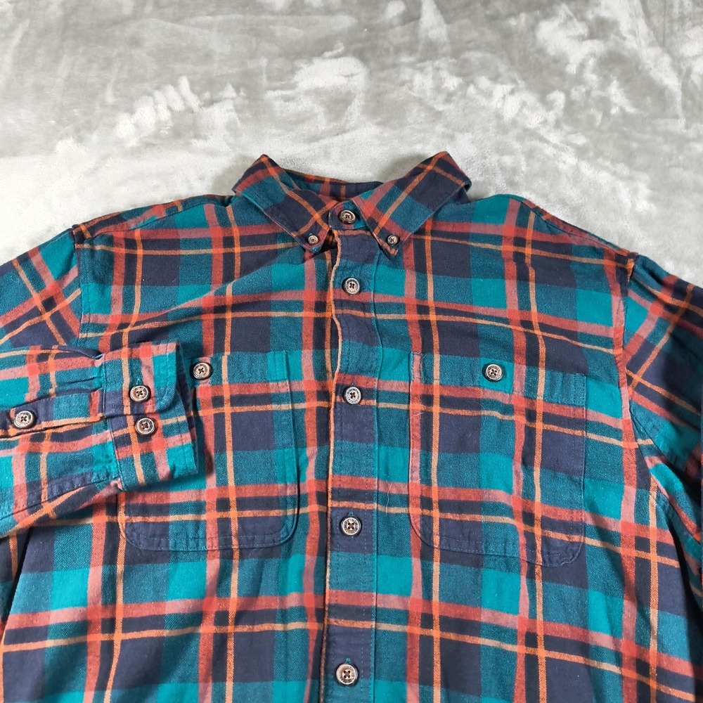 Duluth Trading Flannel Shirt Men Large Plaid Button Up Free Swinging Relaxed Fit
